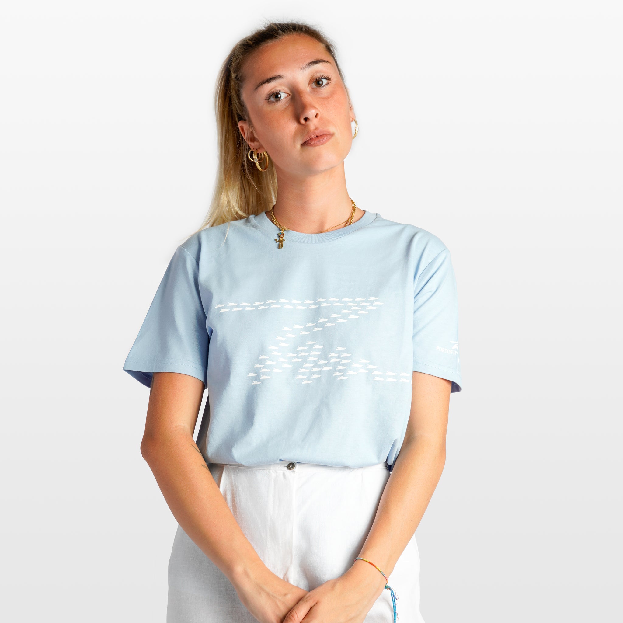 Short-sleeved T-shirt with print - SkyBlue