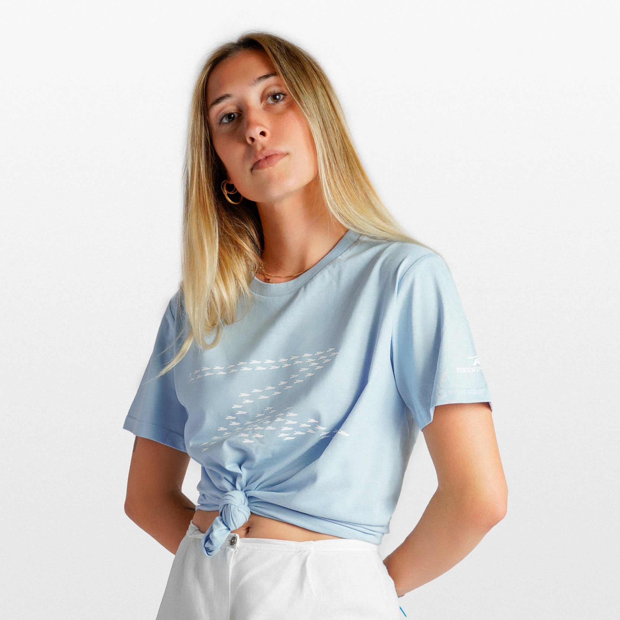 Short-sleeved T-shirt with print - SkyBlue